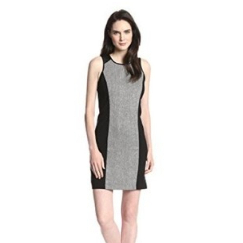 Kensie Black and Gray Tweed Shift Dress Size Large